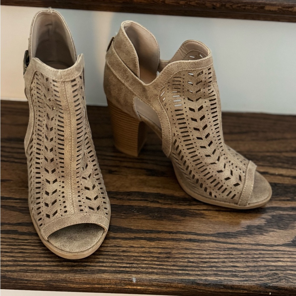Altar'd State Tan Cutout Heeled Boots